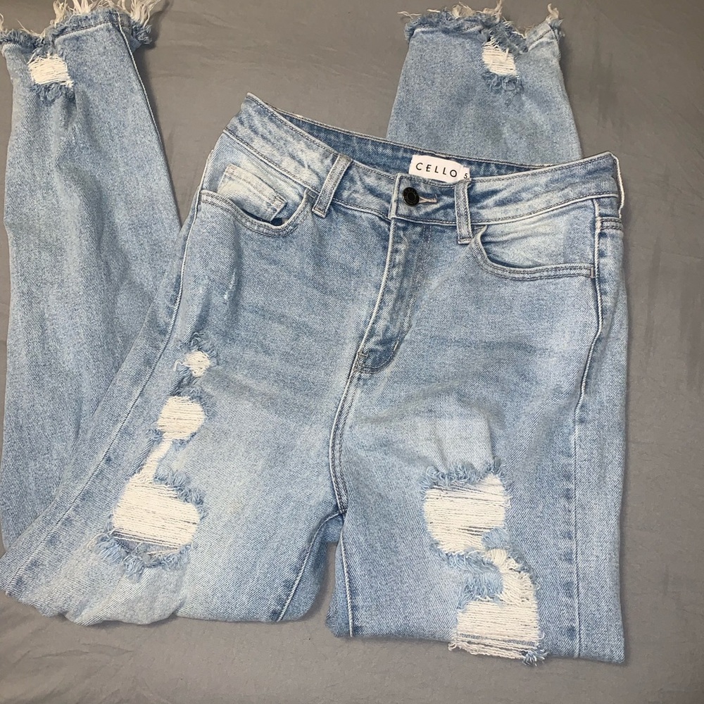 Cello High Waisted Distressed Skinny Jeans